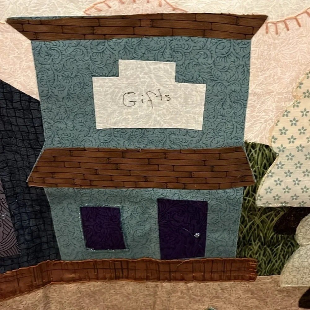 Quilted Wall Hanging Handmade Stitching Store Clothesline 27” x 24”